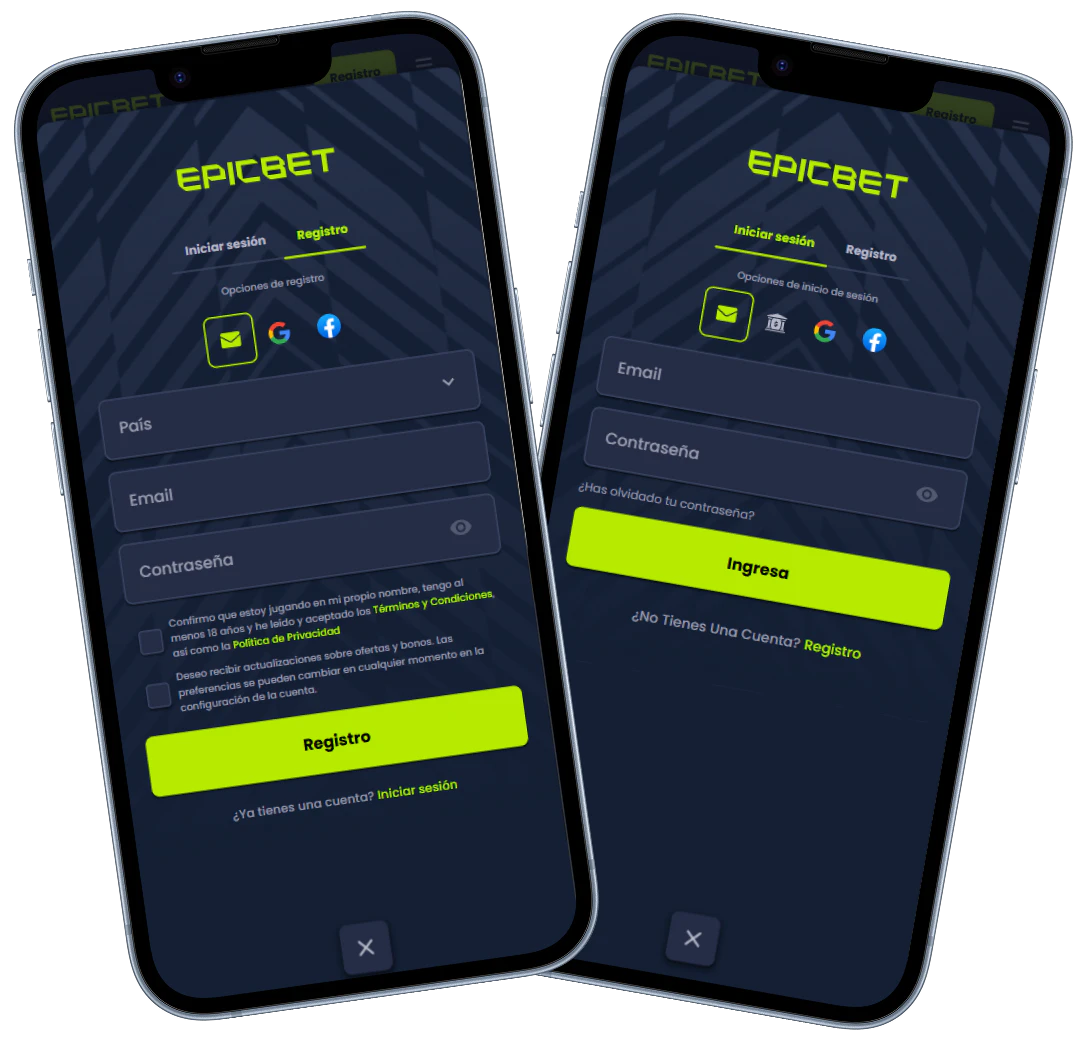 Registro e inicio de sesión en Epicbet